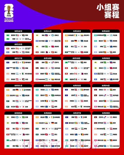 2026世界杯小组赛赛程详细安排赛事详情直播平台